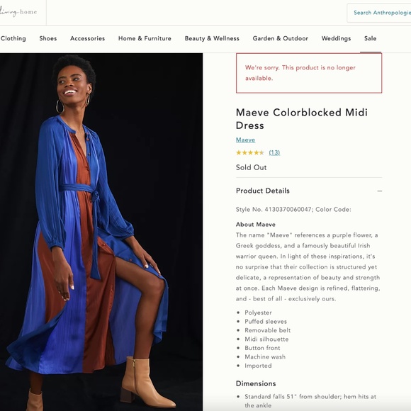 Anthropologie Maeve Colorblocked Midi Dress - Picture 2 of 9